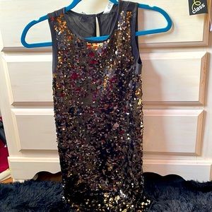 Girls Gold and Black Sequence Dress